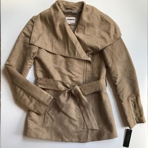 Laundry Faux Suede Wrap Trench Coat Jacket